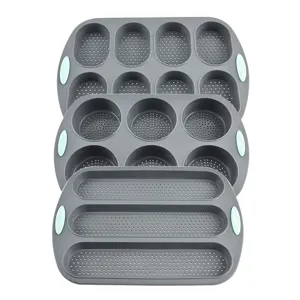 Set stampi per pane in silicone teglia per hamburger perforata vassoio baguette