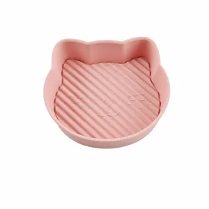 Cute cat shaped air fryer silicone pot, heat resistant baking mat for oven and cake mold.
