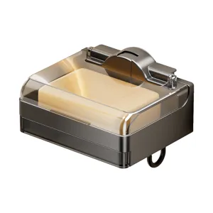 Wall-mounted soap dish with lid, drainage soap holder for bathroom and kitchen use