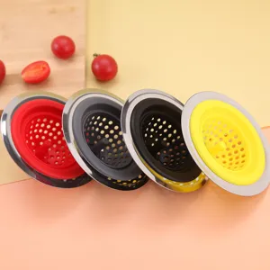 Colino per lavello in silicone colorato con bordo in acciaio inox filtro set 4