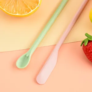 Mini silicone spatula set double ended cosmetic jar scraper spoon for baking and makeup 2pcs