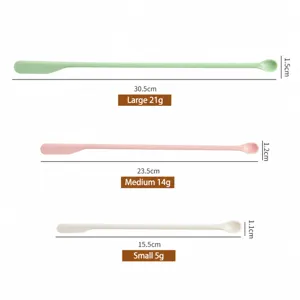 Set of 3 double-ended silicone spatulas and mini spoons for cosmetic jars and baking use.