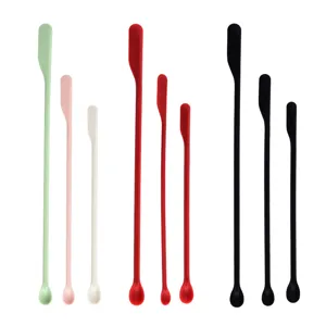 Mini silicone spatula set, dual-ended scraper tools for cosmetic bottles, jam, makeup foundation.