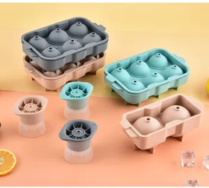 Silicone ice cube mold set with round sphere trays and maker for whiskey drinks kitchen tools.