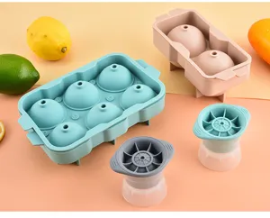 Silicone ice ball mold set, flexible ice cube tray for whiskey and home cocktail drinks.