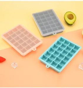Silikon Eiswürfelform mit Deckel 24 Gitter quadratische Eisbereiter Form für Küche