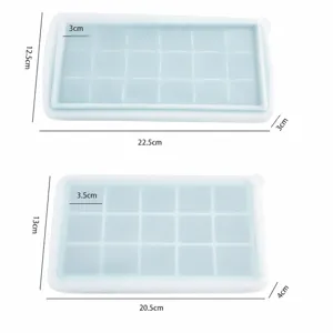 Silikon Eiswuerfelbereiter mit Deckel, 18 und 15 Gitter Massangaben Groessentabelle