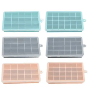 Silikon Eiswuerfelbehaelter mit Deckel 15 und 24 Gitter quadratische Eismacher fuer Kueche
