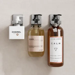 Gun gray wall mounted shower gel holder punch free bathroom shampoo bottle organizer main