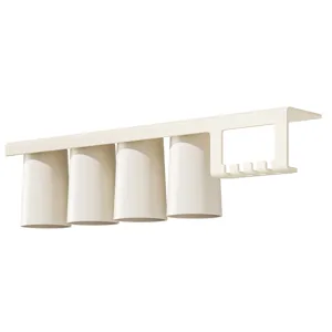 Cream white magnetic inverted mouthwash cup wall mounted toothbrush holder bathroom organizer