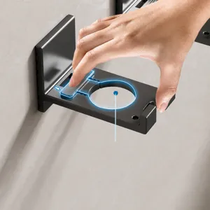Gunmetal punch-free shower gel holder, wall-mounted bathroom shampoo and soap rack.