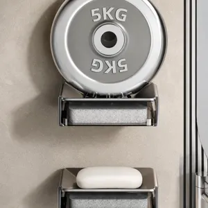 Jabonera de pared de aluminio para baño estante de almacenamiento sin perforación
