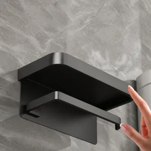 Gun grey space aluminum toilet paper holder wall mounted roll tissue storage rack for bathroom