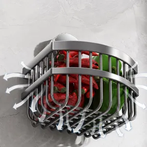 Cesta de almacenamiento de cocina con ventosa de pared para ajo, jengibre y cebolla.