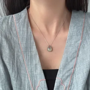 925 Sterling Silver Hetian Jade Thai Silver Fu Bag Pendant For Women Delicate Minimalist Vintage Jewelry Pendant Only Without Chain