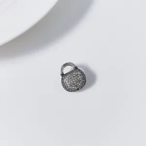 S925 sterling silver handbag pendant detail, delicate filigree Thai silver jewelry