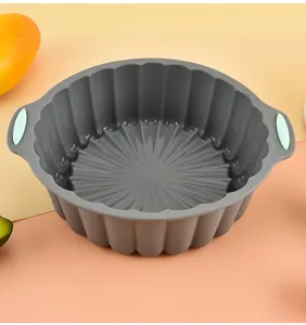 Tortiera rotonda in silicone teglia da forno con manici per cucina pasticceria utensili dettagli.