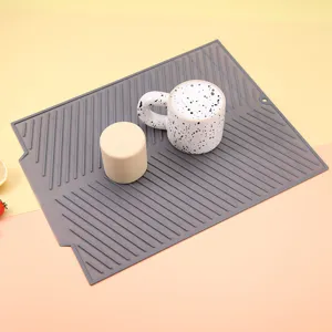 Silicone Dish Drying Mat Heat Resistant Kitchen Counter Mat Sink Drainer Pad Flexible Table Placemat Non-Slip Utility Mat