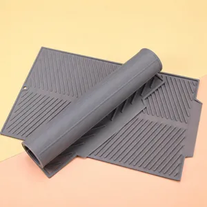 Food grade silicone dish drying mat heat resistant kitchen drain pad for tableware