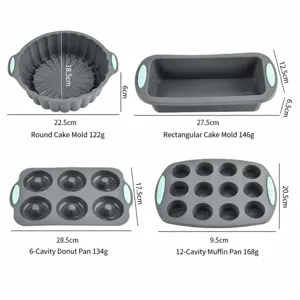 Set di stampi per torte in silicone, teglia antiaderente per pane muffin per cucina.