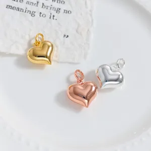 Ciondolo a Cuore Lucido in Argento Sterling 925 Solo Senza Catena Ciondolo a Forma di Cuore Amore Stereoscopico per Donna Gioielli Regalo