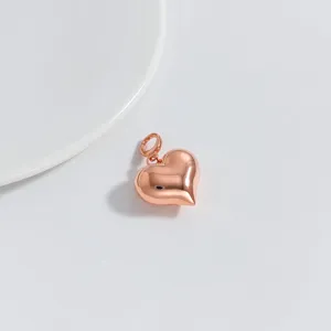 Ciondolo cuore liscio in argento sterling S925 oro rosa collana minimalista moda
