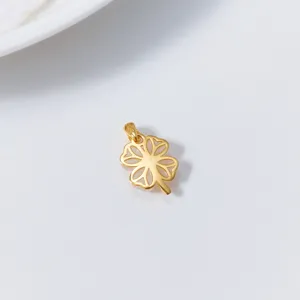 Gold S925 Silver White Jade Clover Pendant Sweet Style Everyday Necklace Jewelry Accessory