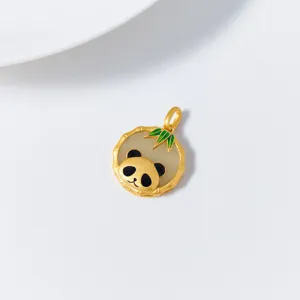 Pendentif panda bambou en argent S925 et jade Hetian, bijoux de style chinois rétro exprès