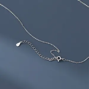Detaillierte Nahaufnahme der Verlängerungskette und des Verschlusses aus Sterlingsilber.