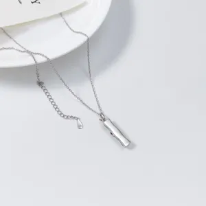 S925 silver bamboo pendant necklace, minimalist literary chic jewelry for elegant daily wear.