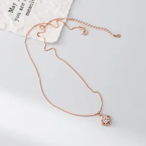 S925 sterling silver square halo moissanite pendant necklace for women elegant jewelry