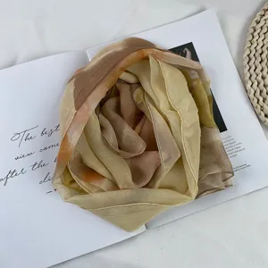 Gradient silk scarf for women, lightweight thin georgette neck scarf versatile fashion accessory.
