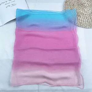 Women rainbow gradient chiffon scarf lightweight summer breathable sun protection shawl.