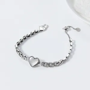 S925 silver heart charm bracelet sweet cool style retro thai silver fashion jewelry gift
