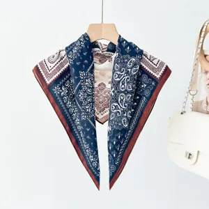 Vintage paisley cotton linen square scarf retro art bandana multi-use neckerchief hair band