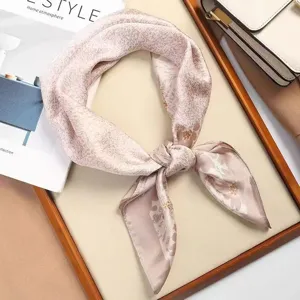 Vintage floral silk square scarf elegant neckerchief versatile hair band for women use