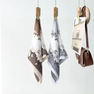 Literary retro floral square scarf linen headscarf simple versatile decorative neckerchief