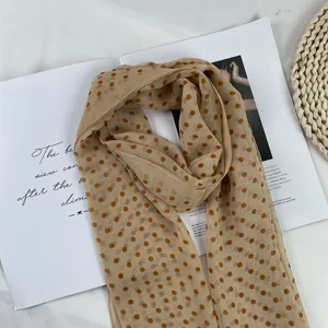 Summer chic polka dot chiffon scarf, lightweight retro neck wrap for women sun protection.