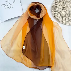 Summer thin gradient chiffon scarf, breathable rainbow shawl & sun protection neck wrap.