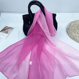 Gradient chiffon scarf detail shot, soft breathable summer sun protection shawl for women style.