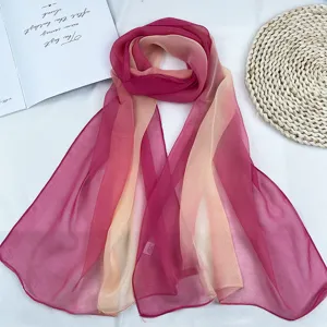 Gradient silk scarf lightweight summer shawl breathable fashion women neckerchief sun
