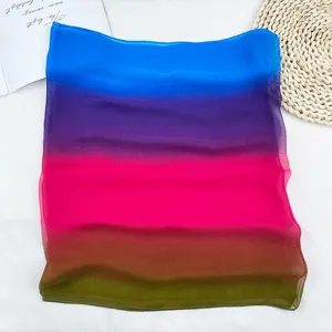 Rainbow gradient chiffon scarf for women, lightweight summer sun protection shawl.