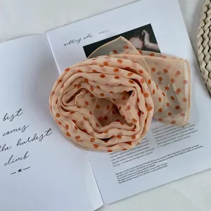 Retro summer polka dot chiffon scarf, lightweight sheer neckerchief for stylish sun protection.