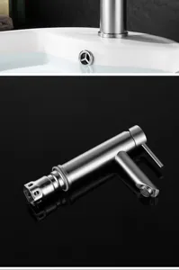 Grifo de lavabo de acero inoxidable SUS304 monomando agua fría y caliente para baño
