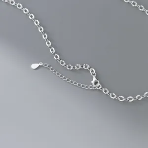 S925 sterling zilveren gefacetteerde ovale ketting ketting minimalistisch sieraden detail.