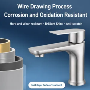 Stainless steel bathroom basin faucet single cold deck mounted modern water tap for home sink.