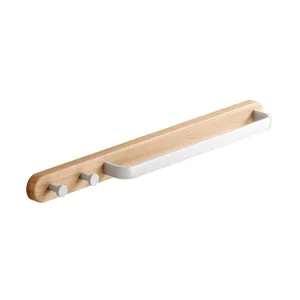 Toallero de pared de madera estante de baño con ganchos y barra para la decoración del hogar