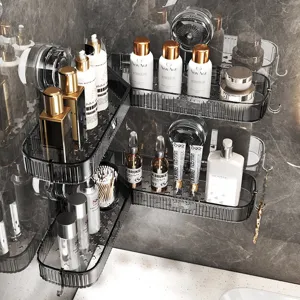 Wandmontage Kunststoff Badezimmer Eckregal 270 Grad Drehbar Stanzfrei Aufbewahrungsregal Für Zuhause Küche