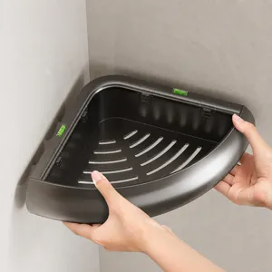 Étagère d'angle de douche ventouse support mural de salle de bain avec niveau à bulle