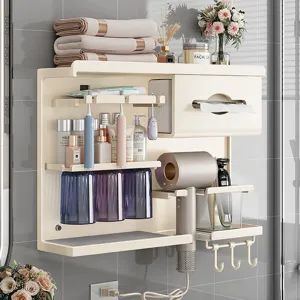Support de rangement mural multifonction pour salle de bain porte-brosse à dents sans perçage